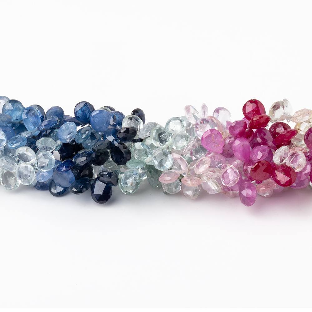 5x3-6x4mm Fancy Sapphire Faceted Pear 8 inch 96 Beads AA