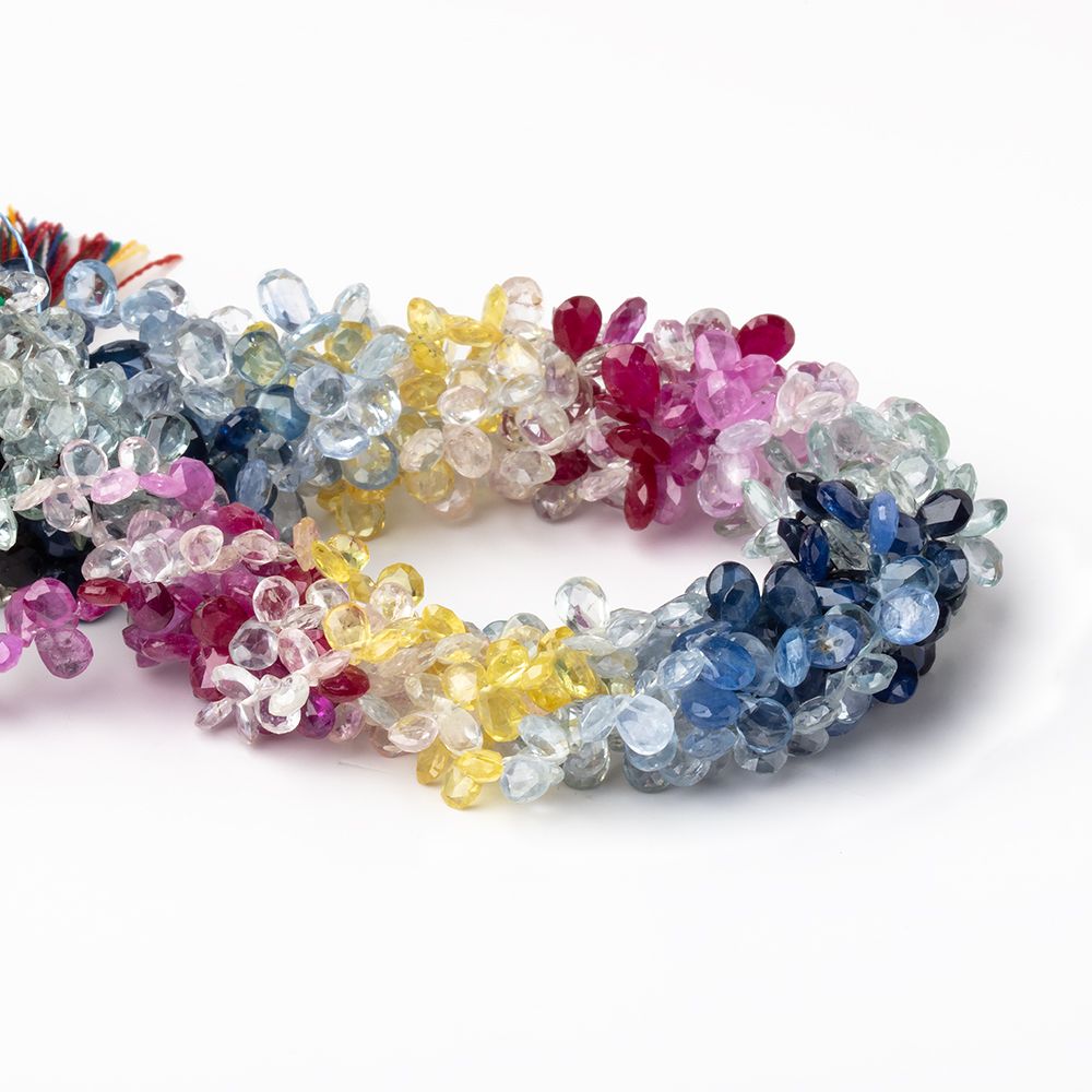 5x3-6x4mm Fancy Sapphire Faceted Pear 8 inch 96 Beads AA