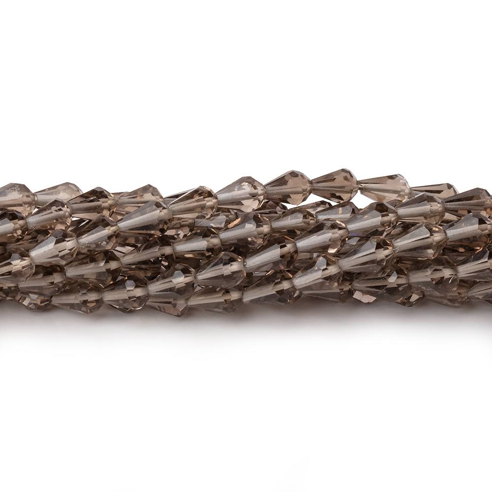 5x3–6x4mm Smoky Quartz Straight-Drilled Faceted Teardrop Beads, 14.5-Inch Strand