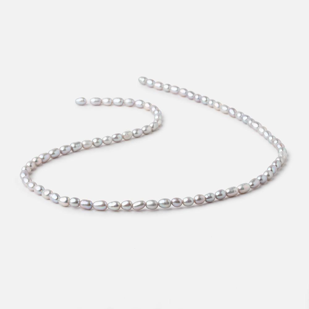 5x3mm Silver straight drilled Oval freshwater pearls 15 inch 75 pieces A