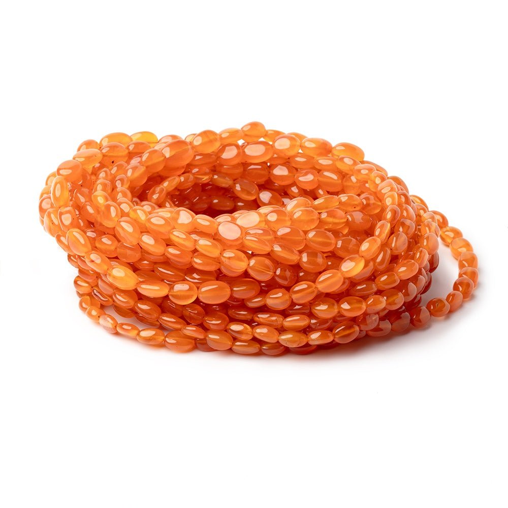 Carnelian Smooth Oval Beads, 5 × 4–8 × 6mm, 16-Inch Strand
