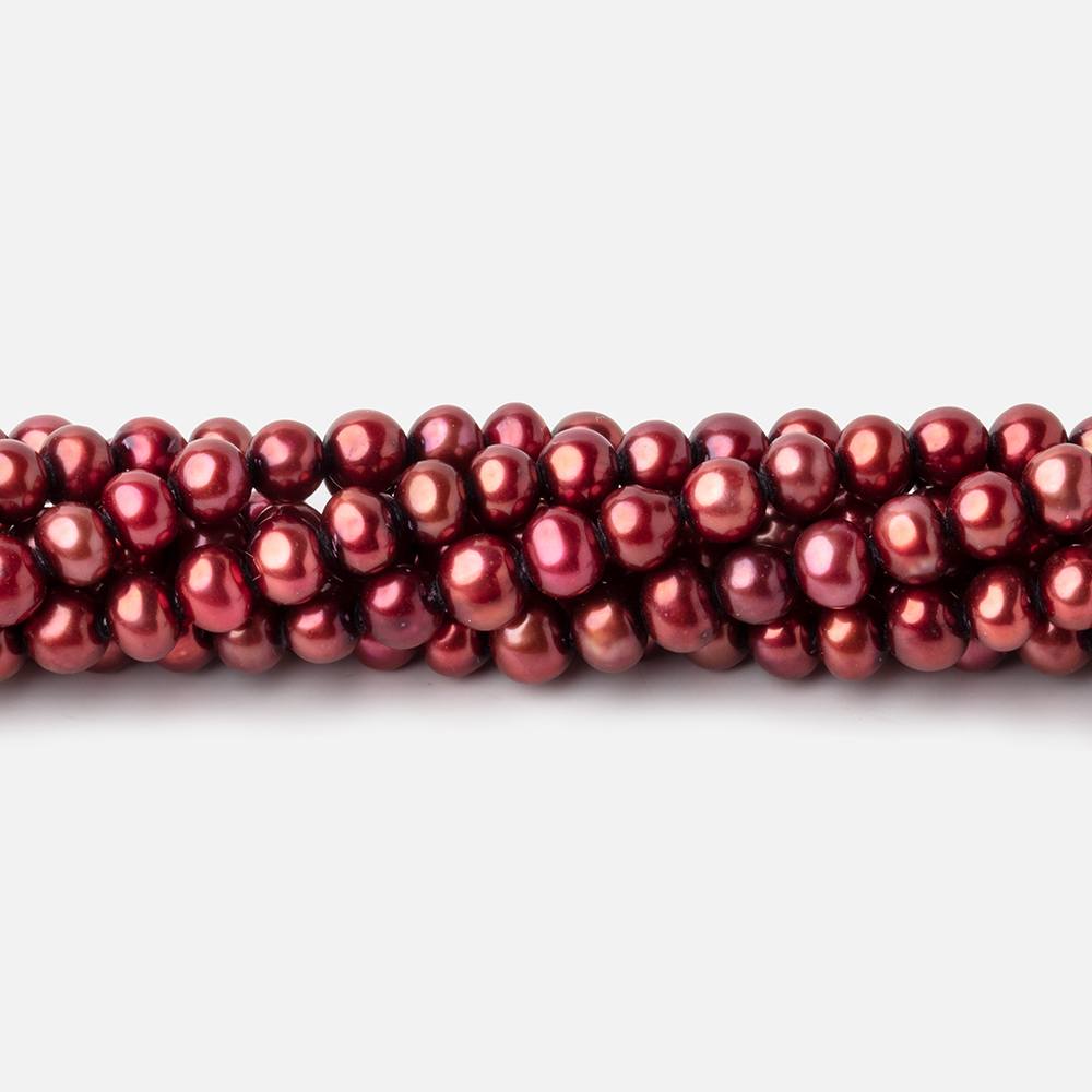 Pomegranate Red Freshwater Pearl Strand – 5 × 4mm, Side-Drilled, 15 Inch