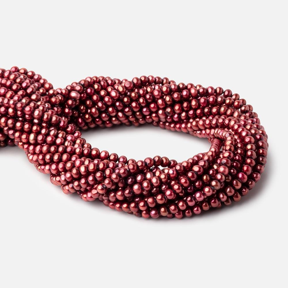 Pomegranate Red Freshwater Pearl Strand – 5 × 4mm, Side-Drilled, 15 Inch