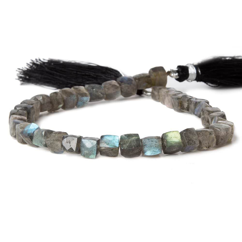 5mm Labradorite Faceted Cube Beads, 8-Inch Strand