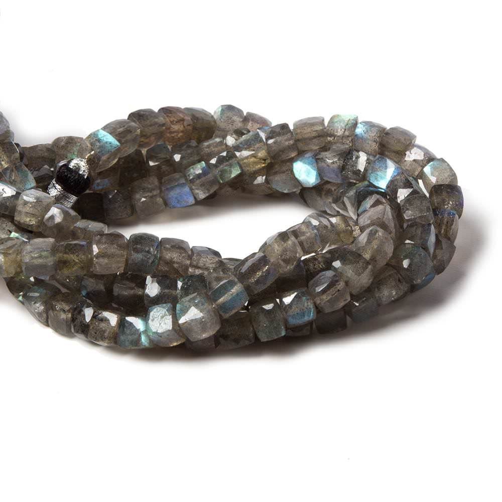 5mm Labradorite Faceted Cube Beads, 8-Inch Strand