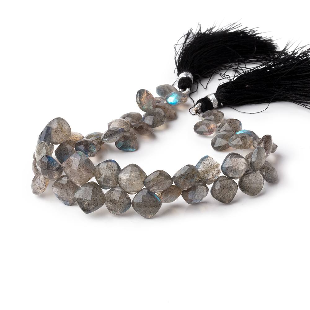 6–10mm Labradorite Faceted Pillow Beads, 8-Inch Strand
