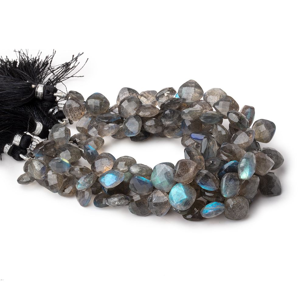 6–10mm Labradorite Faceted Pillow Beads, 8-Inch Strand