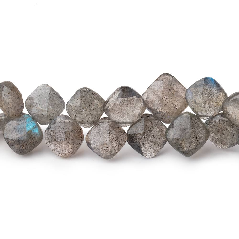 6–10mm Labradorite Faceted Pillow Beads, 8-Inch Strand