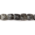 6–7mm Black Tourmalinated Quartz Faceted Cube Beads, 8-Inch Strand
