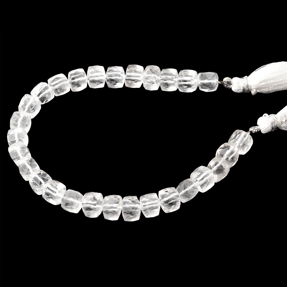 6–7mm Crystal Quartz Faceted Cube Beads, 7.5-Inch Strand