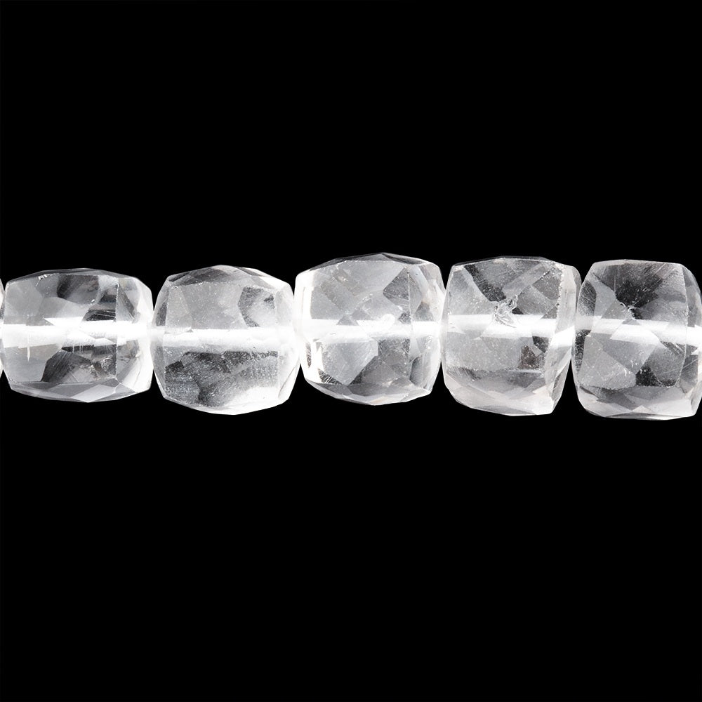 6–7mm Crystal Quartz Faceted Cube Beads, 7.5-Inch Strand