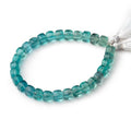 6-7mm Neon Teal Fluorite Plain Cube Beads 7.5 inch 27 pieces AA