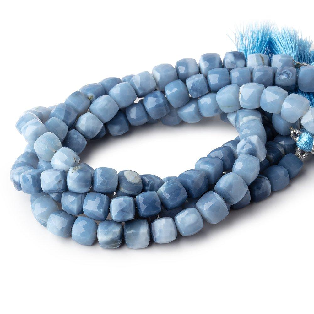 6–7mm Owyhee Denim Blue Opal Faceted Cube Beads, 8-Inch Strand