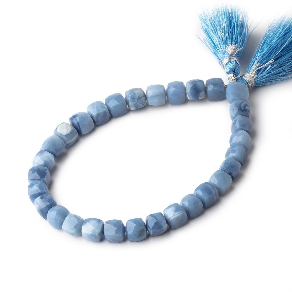 6–7mm Owyhee Denim Blue Opal Faceted Cube Beads, 8-Inch Strand