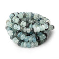 Aquamarine & Moss Aquamarine Smooth Rondelle Beads, 6–8.5mm, 18-Inch Strand