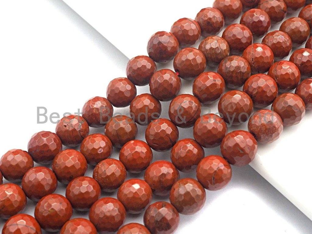 Red Jasper Faceted Round Beads, 15–16-Inch Strand