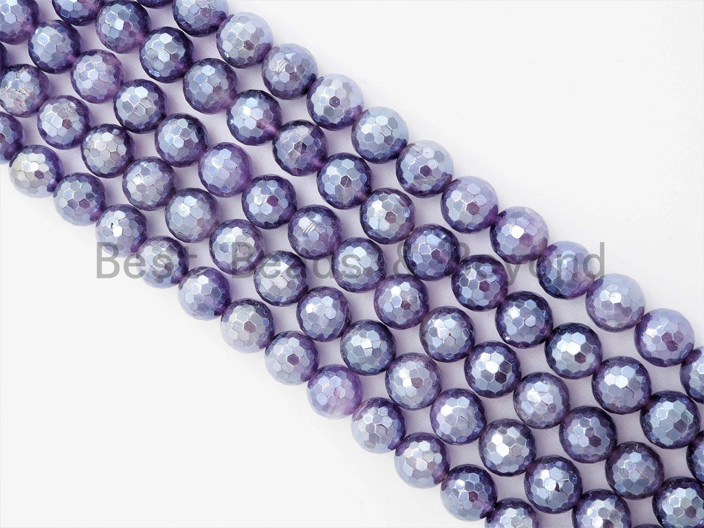 Mystic-Plated Amethyst Faceted Round Beads, 6–12mm, 15–16-Inch Strand