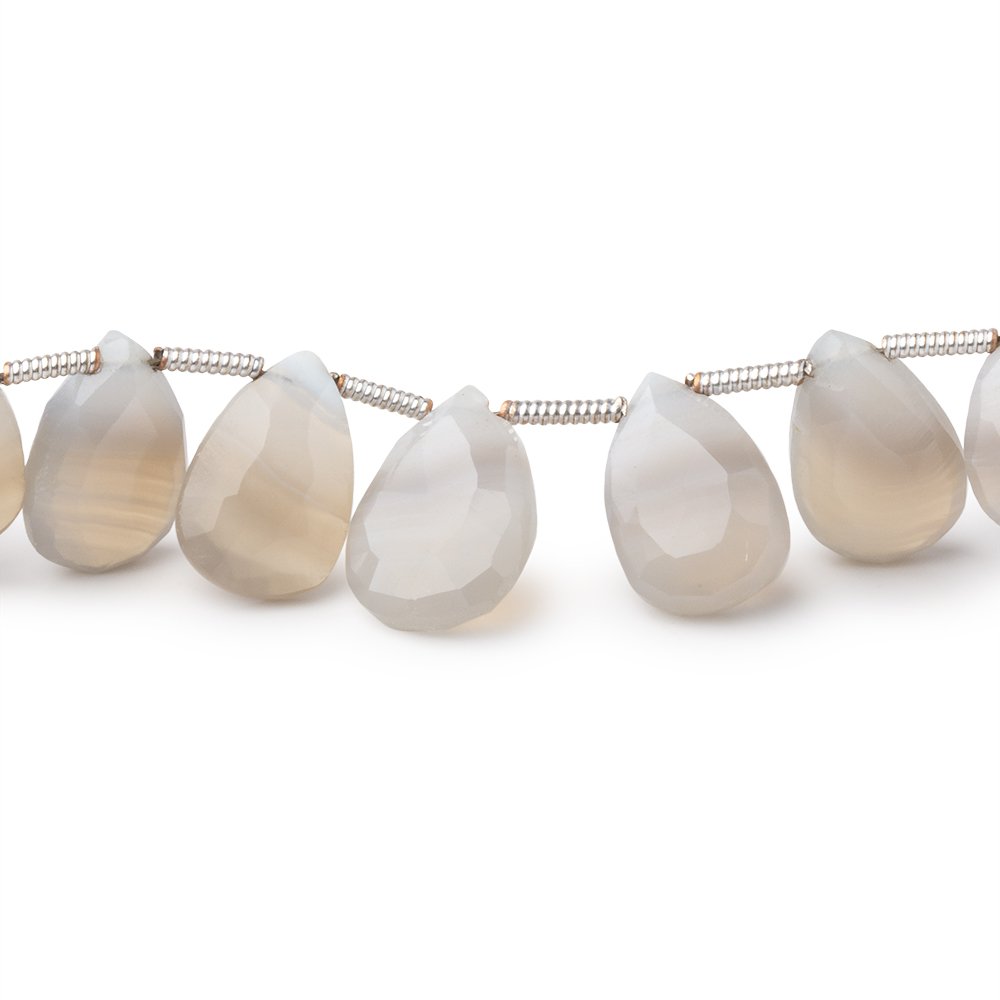 Champagne Agate Faceted Pear Beads, 8 × 7–11 × 8mm, 8-Inch Strand