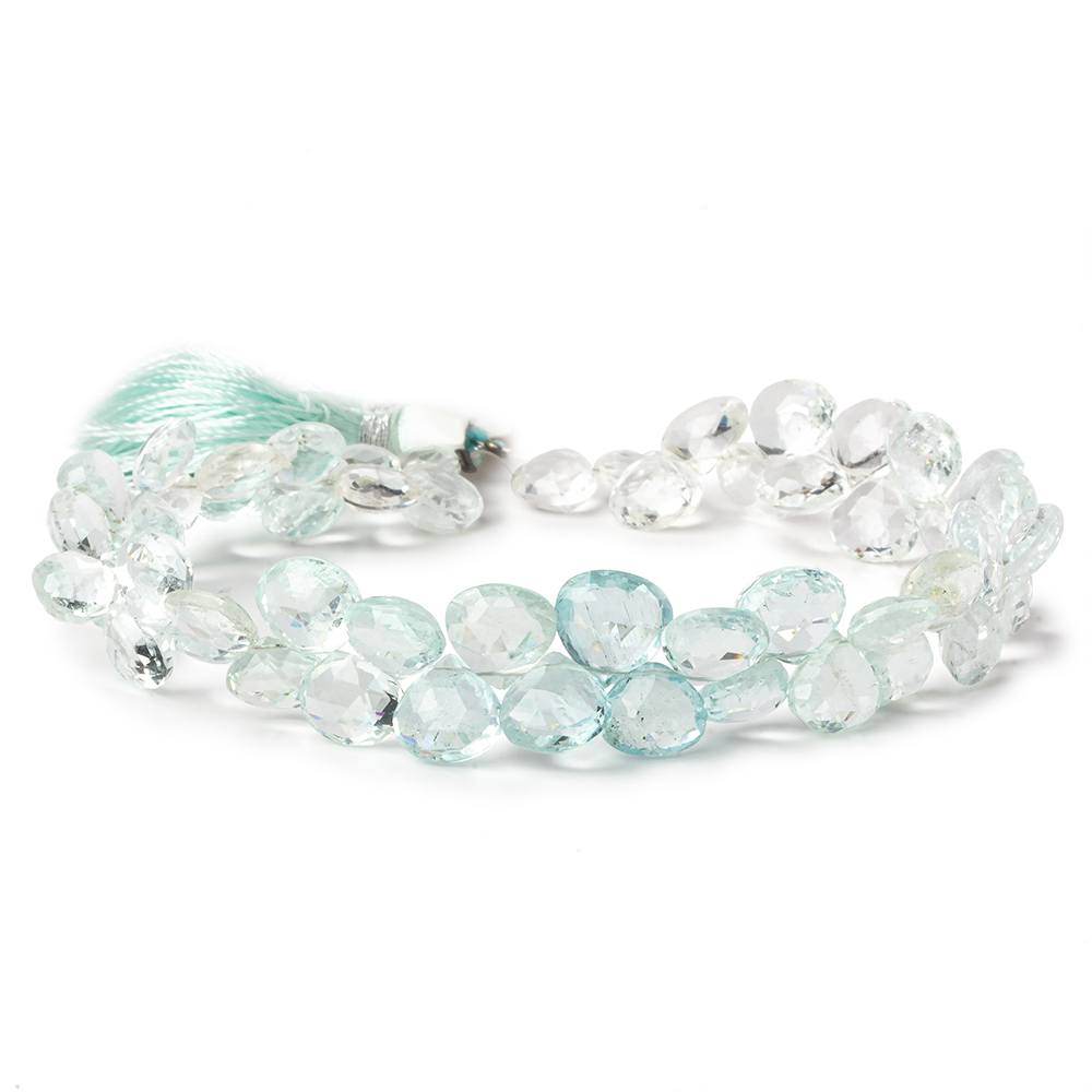 Aquamarine Faceted Heart Briolette Beads, 7–8.5mm, 8-Inch Strand