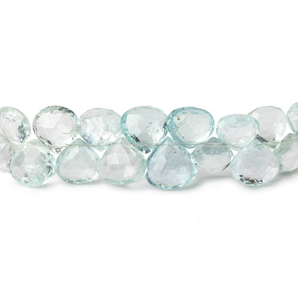 Aquamarine Faceted Heart Briolette Beads, 7–8.5mm, 8-Inch Strand