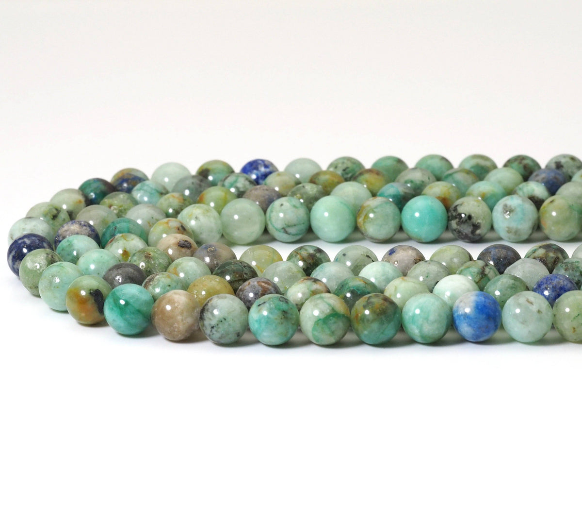 Chrysocolla Smooth Round Beads, 6mm, 8mm & 10mm, 15–16-Inch Strand