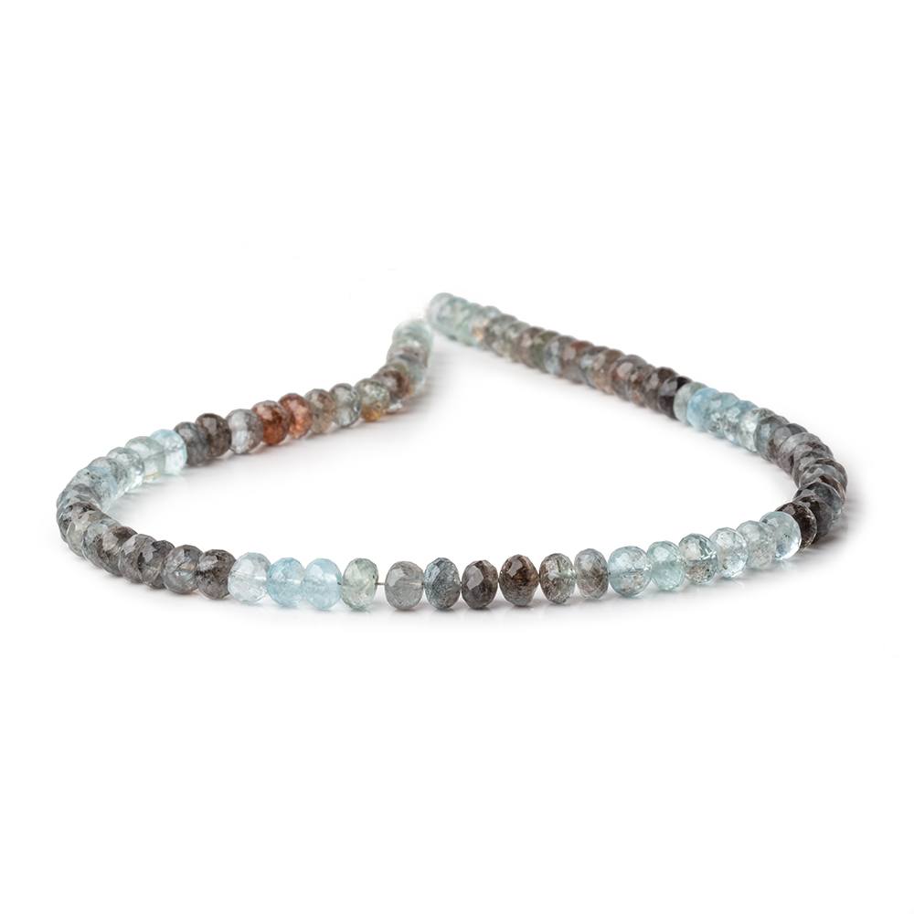 Copper Moss Aquamarine Faceted Rondelle Beads, 6.5mm, 14-Inch Strand