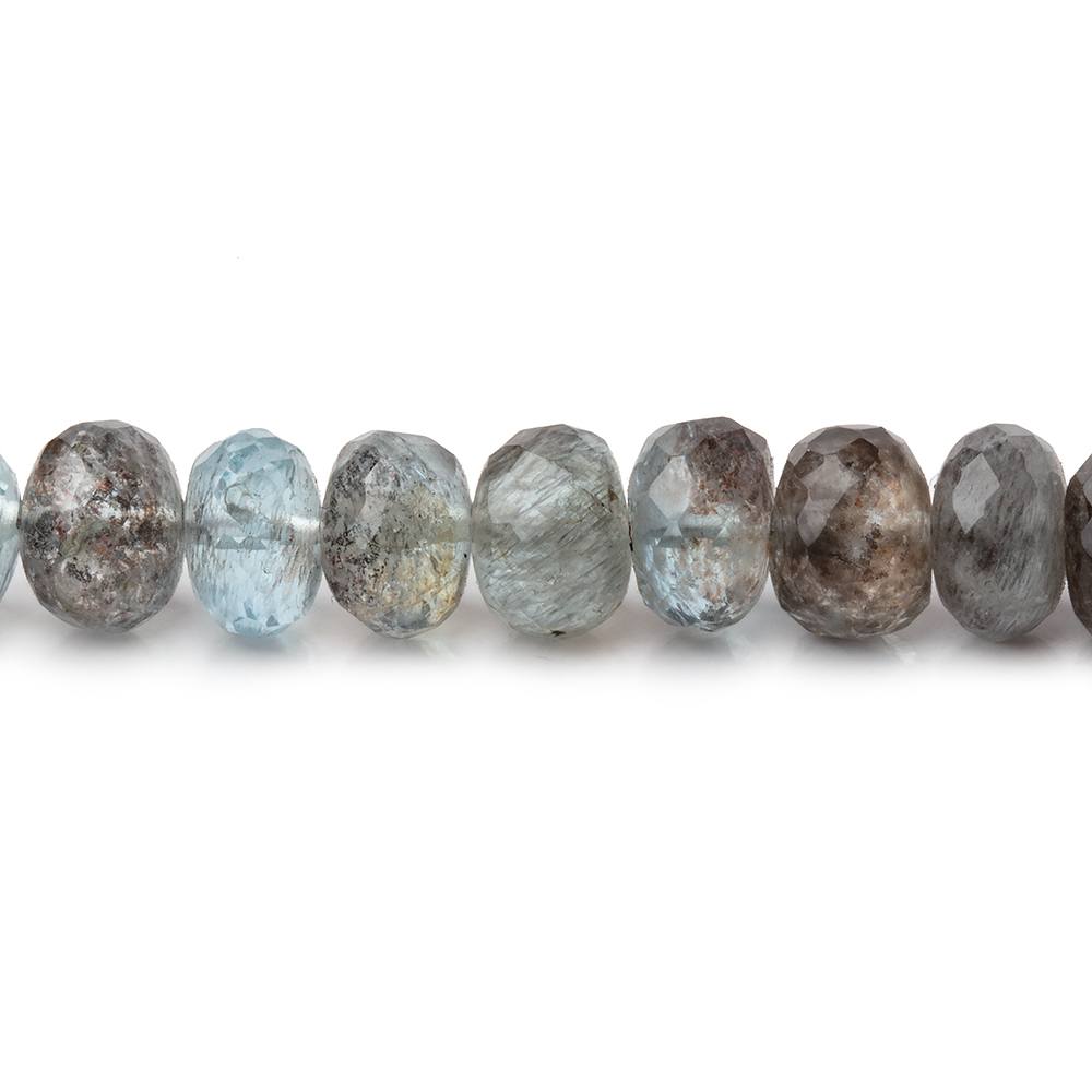 Copper Moss Aquamarine Faceted Rondelle Beads, 6.5mm, 14-Inch Strand