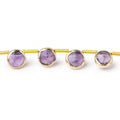 6.5mm Vermeil-Bezel Amethyst Faceted Coin Beads, 20-Bead Strand