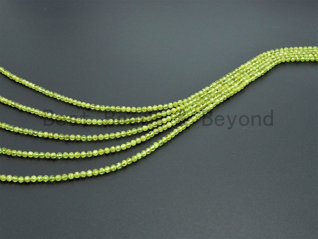 Natural Peridot Faceted Round Beads, 15–16-Inch Strand