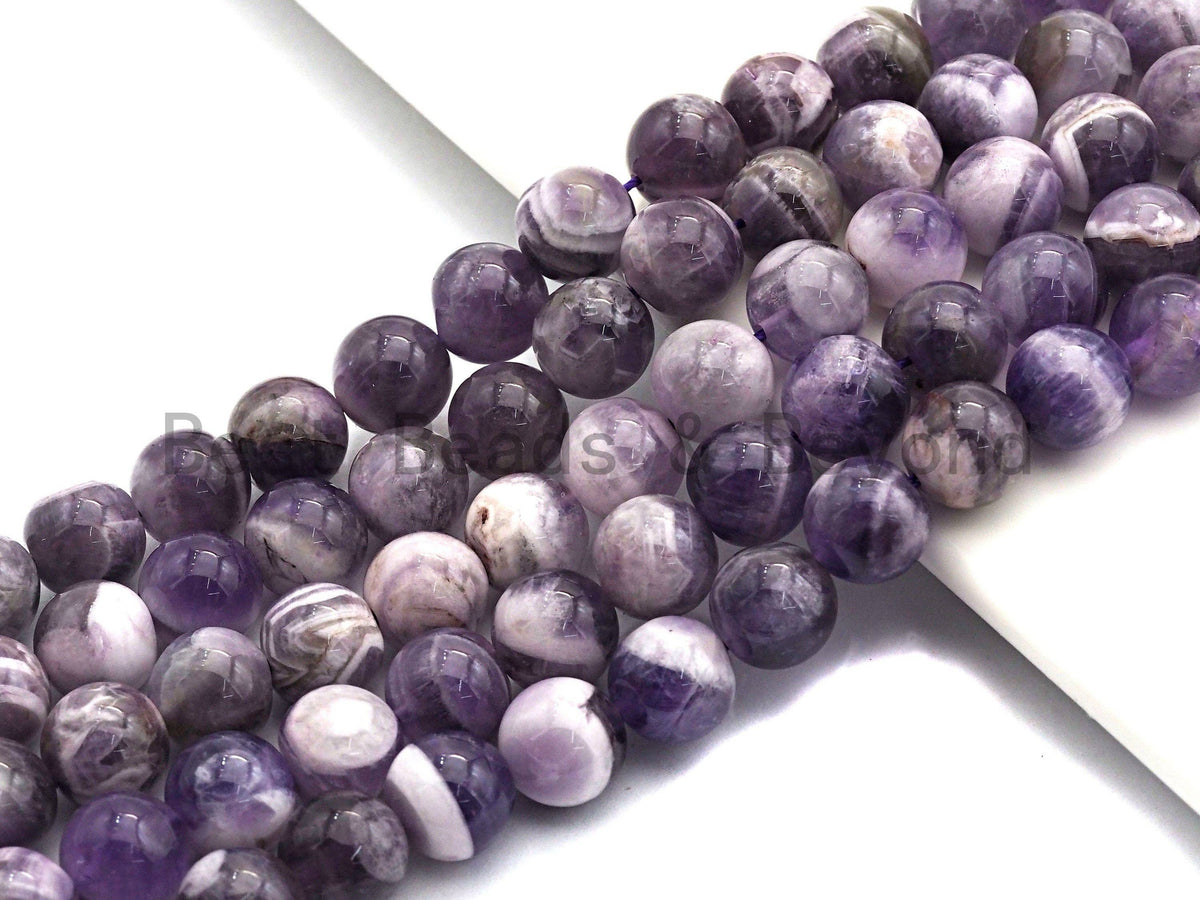 Natural Amethyst Smooth Round Beads, 6–12mm, 15–16-Inch Strand