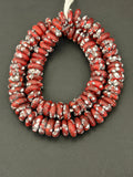 Authentic Garnet Red Fused Krobo Rondelle Beads | Handmade Recycled Glass Beads | Ghana