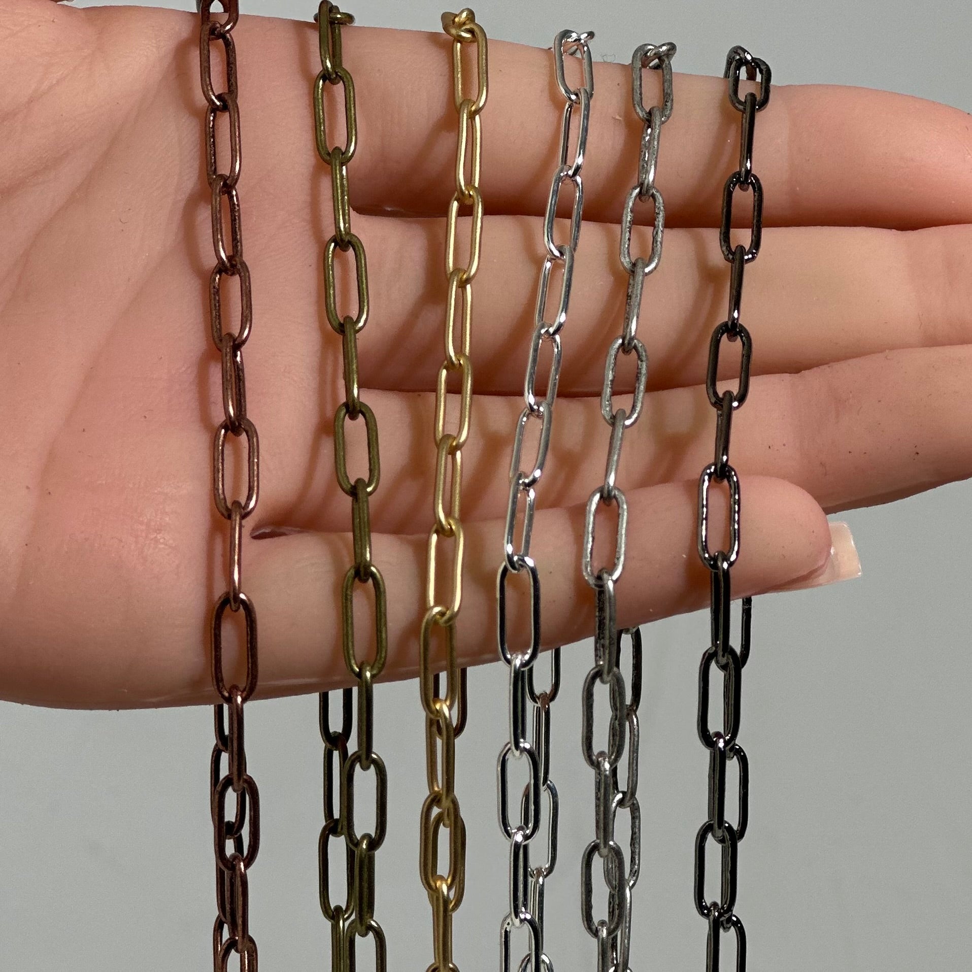 Paperclip Cable Chain - Medium Size 11mm x 4.25mm - Multiple Finishes - Sold by the Foot - CH 931