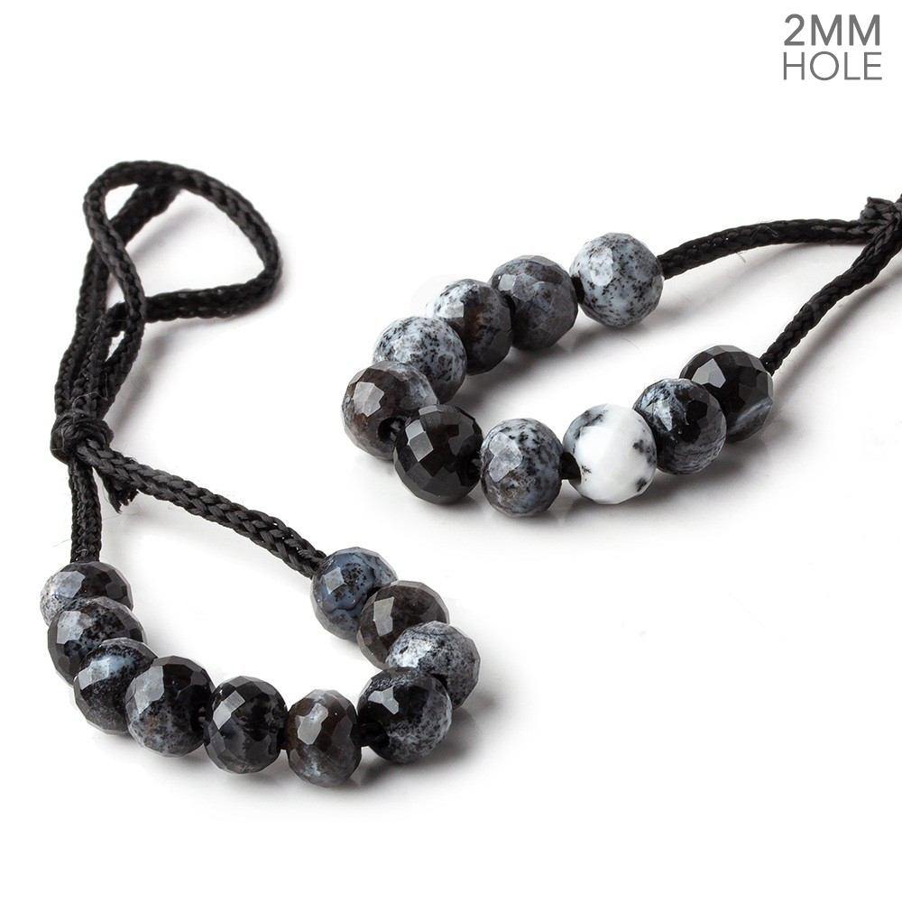 6mm Dendritic Opal 2mm Large Hole Faceted Rondelle Bead Set of 10