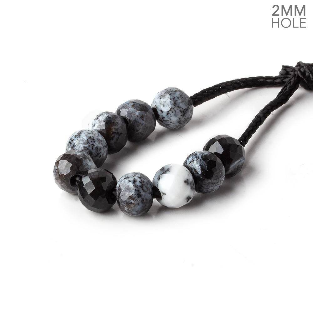 6mm Dendritic Opal 2mm Large Hole Faceted Rondelle Bead Set of 10