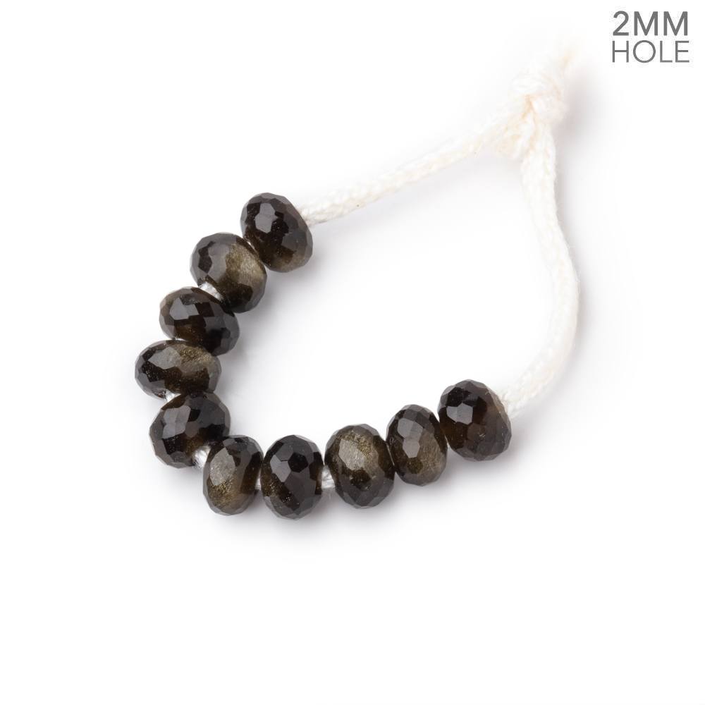 Golden Sheen Obsidian Faceted Rondelle Beads, 6mm, 2mm Hole, Set of 10