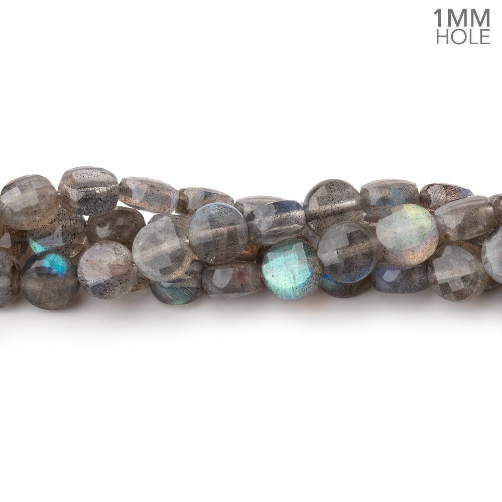 6mm Labradorite Checkerboard-Faceted Coin Beads, 15-Inch Strand