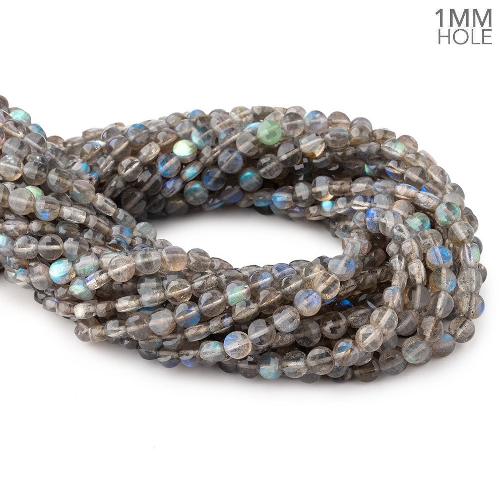 6mm Labradorite Checkerboard-Faceted Coin Beads, 15-Inch Strand