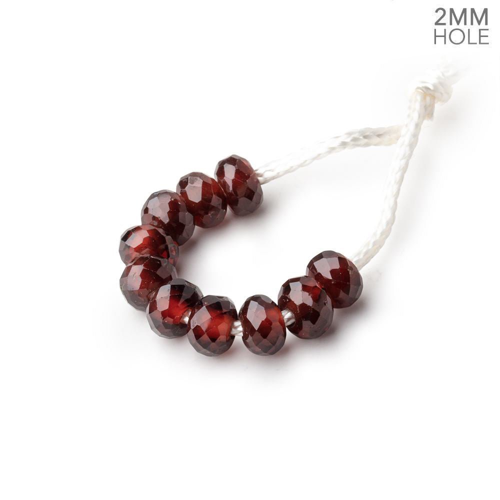 6mm Mozambique Garnet 2mm Large Hole Faceted Rondelles Set of 10 Beads