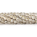 6mm Sterling Silver Plated Brass Stripe Stardust Rounds 8 inch 37 beads