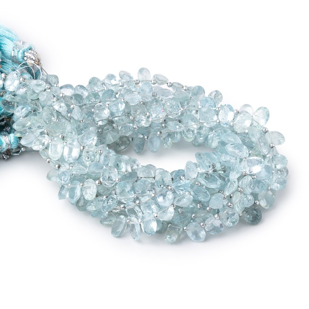 Aquamarine Top-Drilled Faceted Oval Beads, 6x4–8x5mm, 8.5-Inch Strand