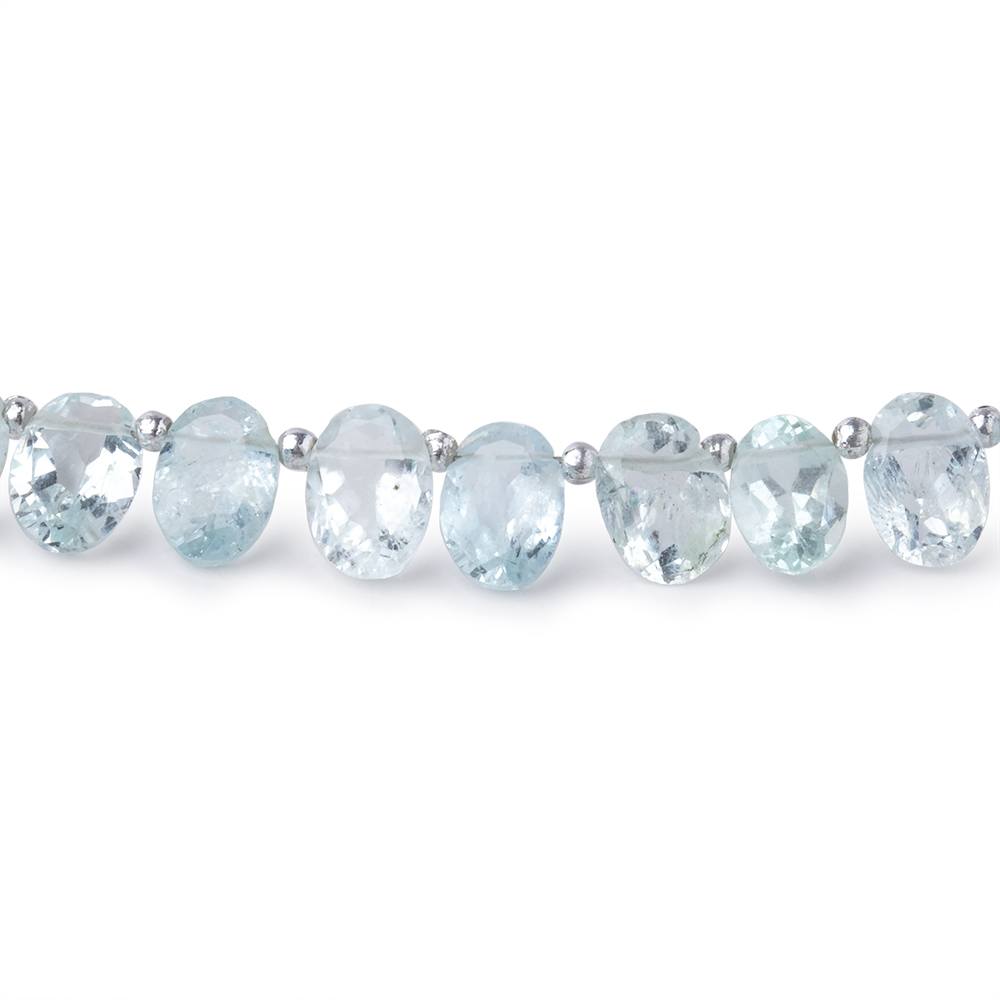 Aquamarine Top-Drilled Faceted Oval Beads, 6x4–8x5mm, 8.5-Inch Strand