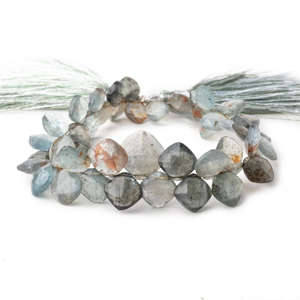 Moss Aquamarine Faceted Pillow Beads, 7–13mm, 7.5-Inch Strand