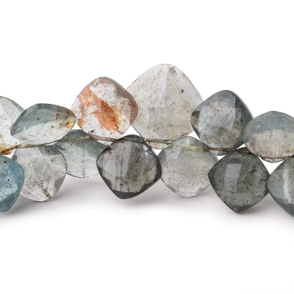 Moss Aquamarine Faceted Pillow Beads, 7–13mm, 7.5-Inch Strand