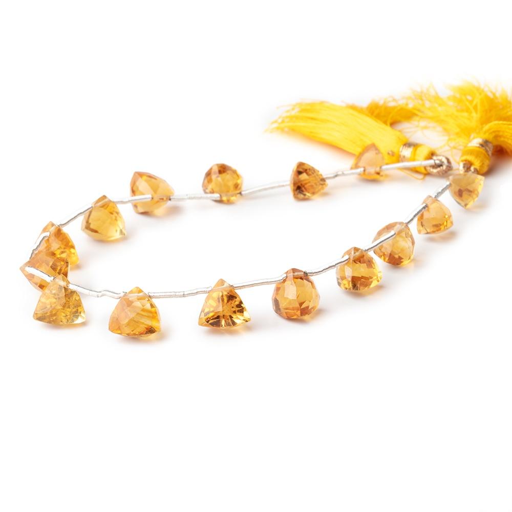 7–8mm Citrine Top-Drilled Faceted Trillion Beads, 8-Inch Strand