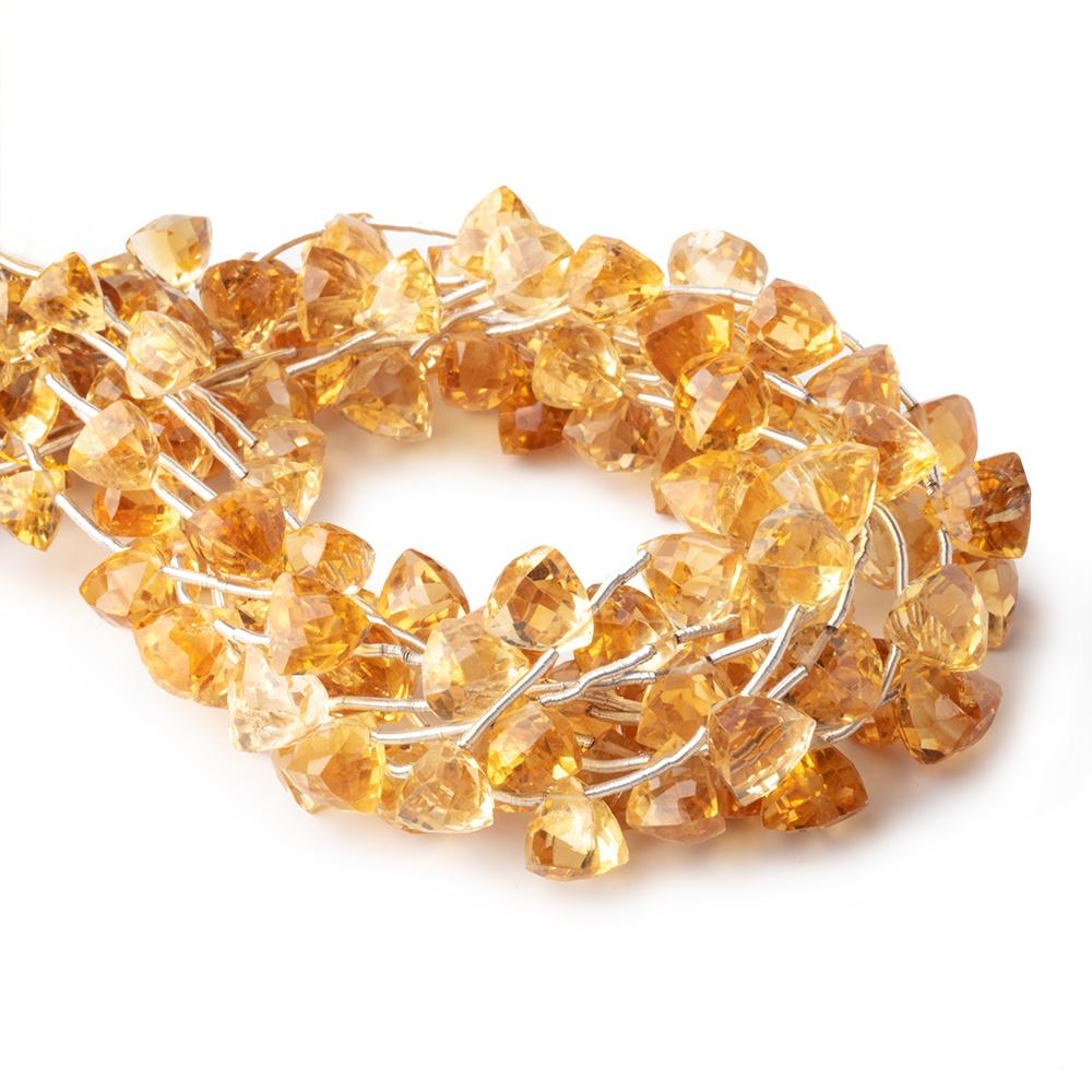 7–8mm Citrine Top-Drilled Faceted Trillion Beads, 8-Inch Strand