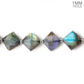 7–8mm Labradorite Corner-Drilled Faceted Square Beads, 15.5-Inch Strand