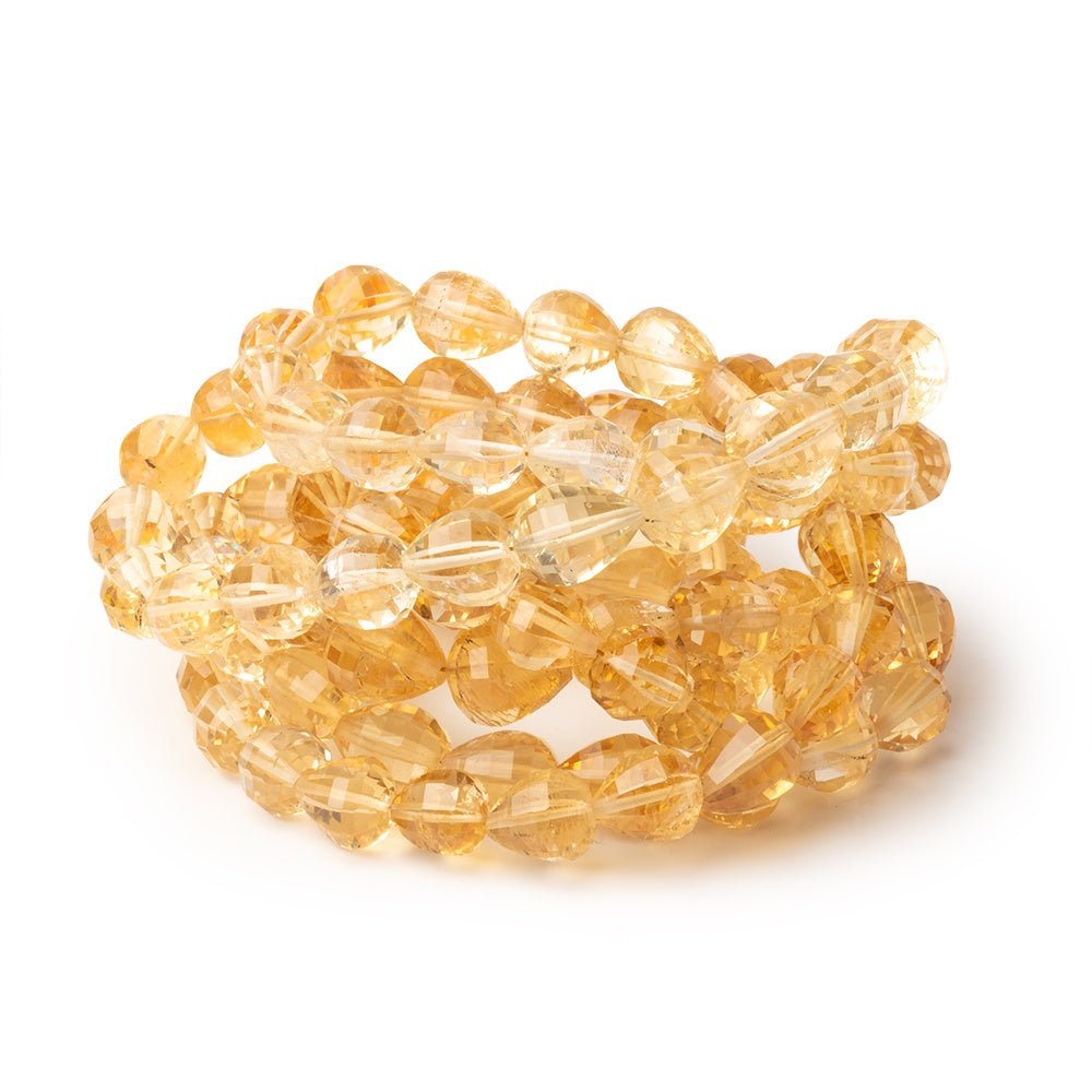 7–9mm Citrine Checkerboard-Faceted Teardrop Beads, 16-Inch Strand