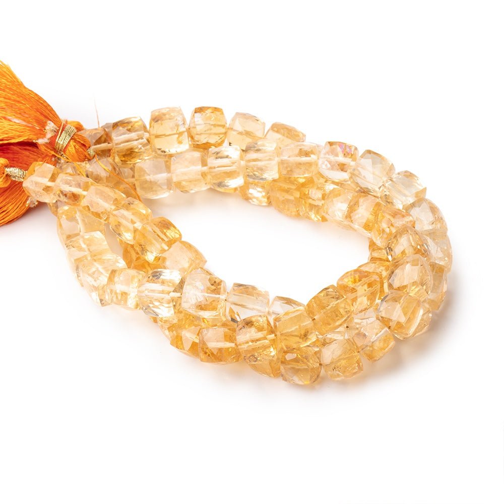 7–9mm Citrine Faceted Cube Beads, 7-Inch Strand