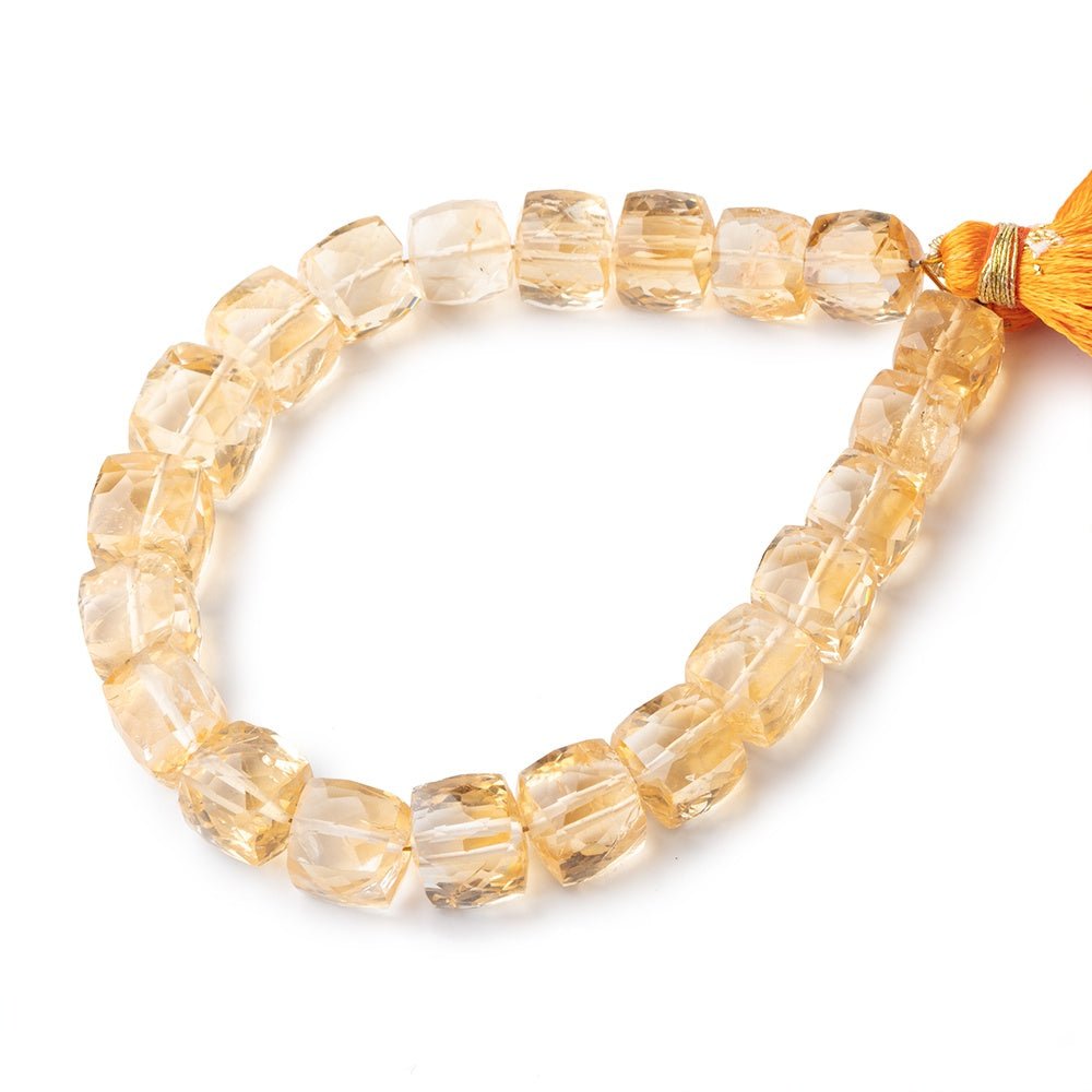 7–9mm Citrine Faceted Cube Beads, 7-Inch Strand