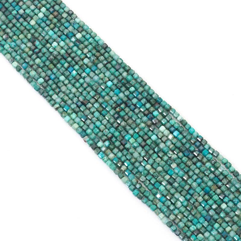 Chrysocolla Faceted Cube Beads, 2.5mm, 15–16-Inch Strand